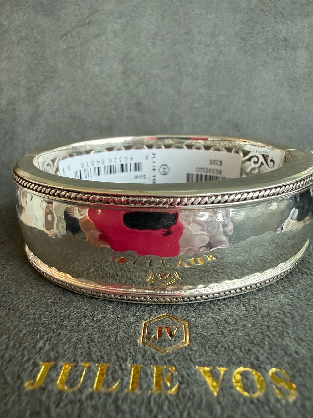 Julie Vos Silver-Tone Hammered Bangle with Rope Edge